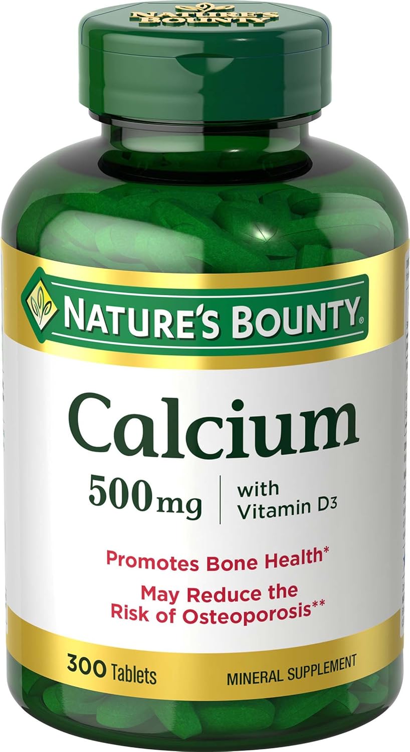 Nature's Bounty Calcium Plus 500 mg Vitamin D3, Immune Support & Bone Health, 300 Tablets