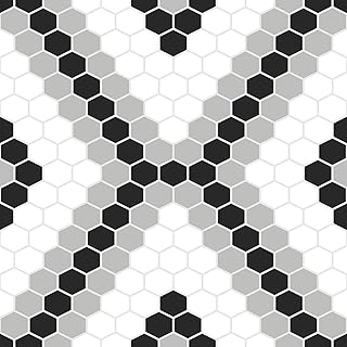 FloorPops FP2950 Leyton Peel & Stick Floor Tiles, Black