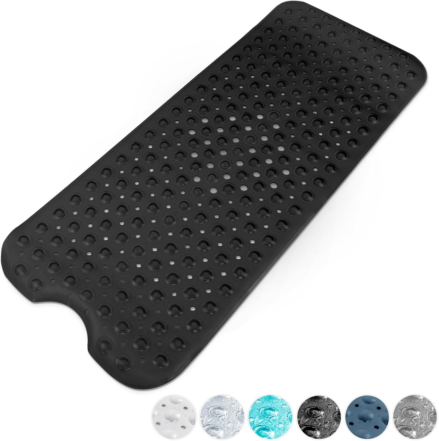 KEPLIN Premium Non-Slip Bath Mat - 200 Suction Cups, BPA, Latex Free, Mildew Resistant, Machine Washable - Safe, Durable & Comfortable for Bathroom Tubs (Black, Bath, 100 x 40cm)