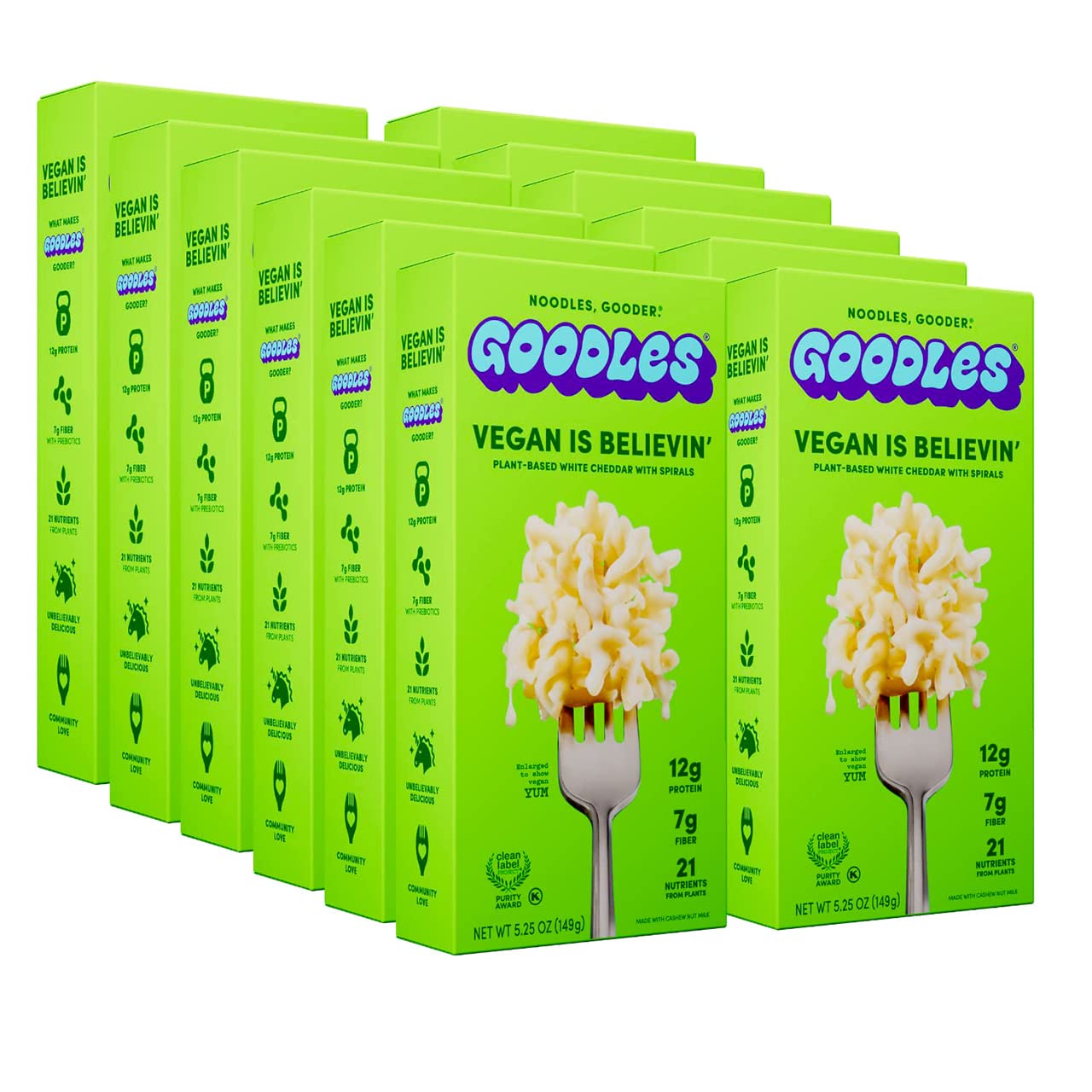 Goodles Vegan Is Believin’ Mac & Cheese 12-Pack, 5.25oz - 12g Protein