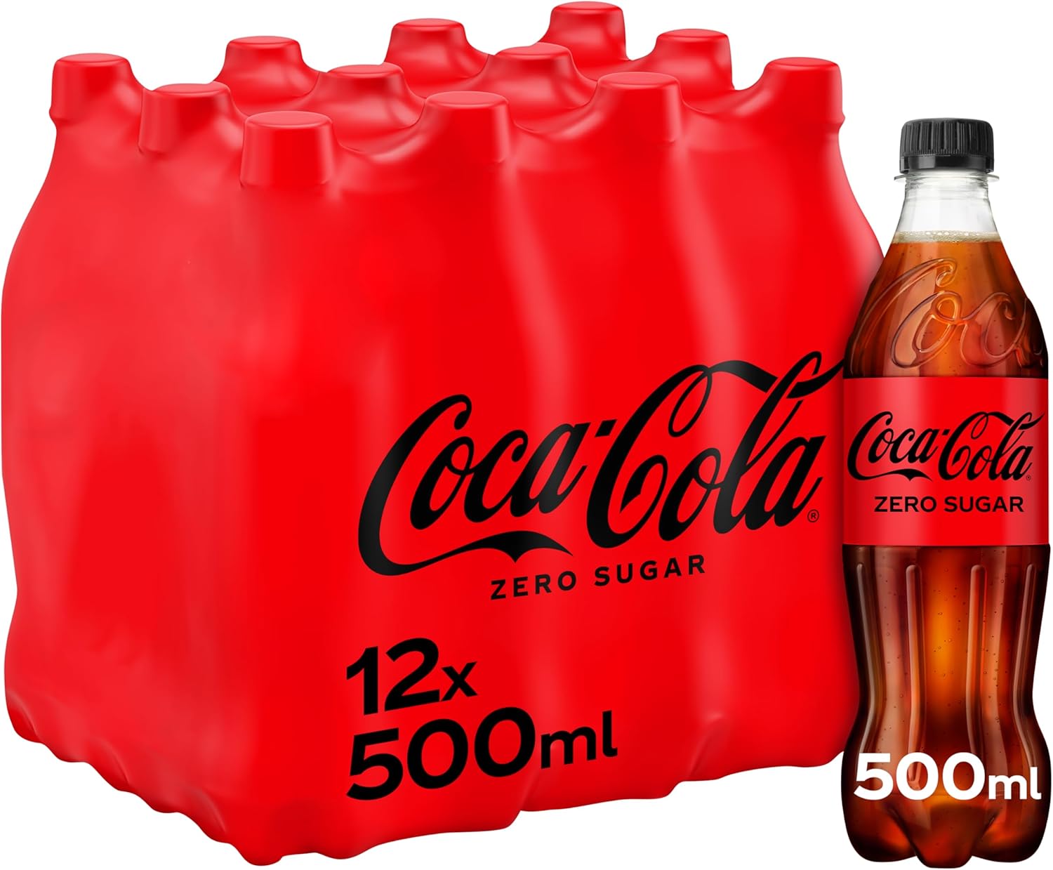 Coca Cola Zero Sugar 12 x 500ml PET, Black