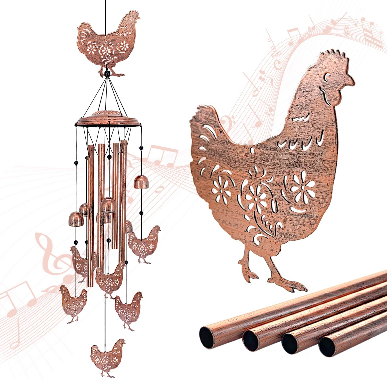 Chicken Wind Chimes for Outside,Chicken Gifts for Women/Men/Sympathy/Memorial Gifts/Birthday Festival Metal windchimes Outdoors/Indoors,Patio,Garden Decor,Home,Yard
