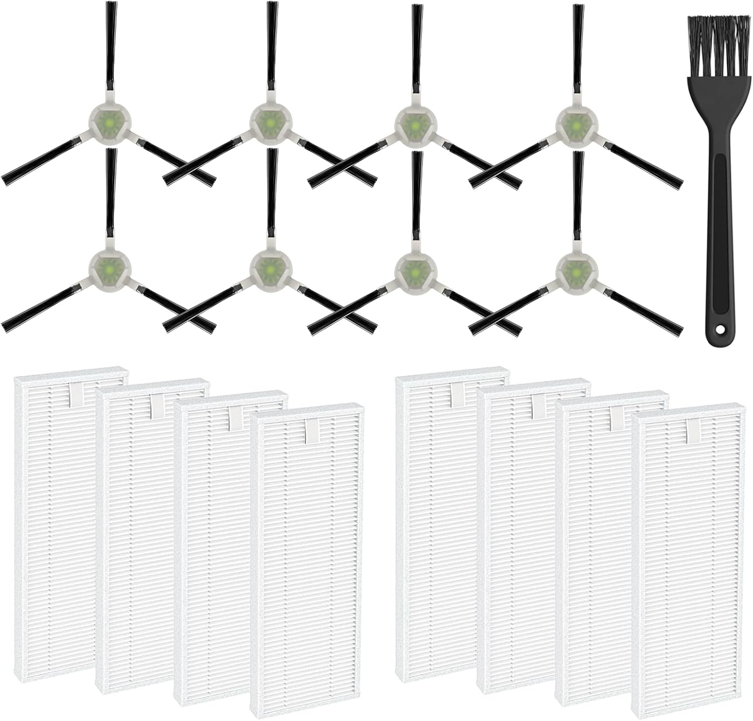 16 Pack Filter Replacement Parts for 𝗟𝗲𝗳𝗮𝗻𝘁 𝗠𝟮𝟭𝟬, for 𝗢𝗞𝗣 𝗟𝗶𝗳𝗲 𝗞𝟮 𝗞𝟯 𝗞𝟯𝗔 𝗞𝟰 𝗞𝟱, for Lefant M210B M210S M213 Robot Vacuum, 8 Side Sweep Edge Brush, 8 HEPA Filter