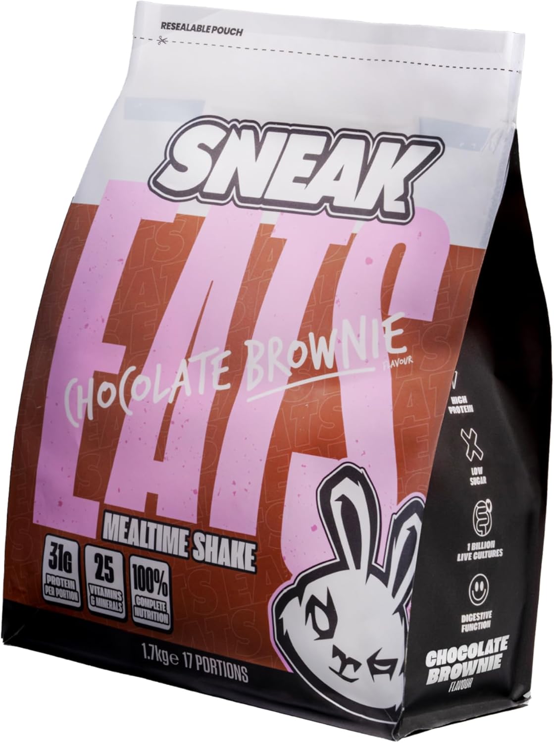 SNEAK EATS Chocolate Brownie Mealtime Shake – Meal Replacement, 30g Protein, No Added Sugar, 25 Vitamins & Minerals, Vegetarian – 17 Servings
