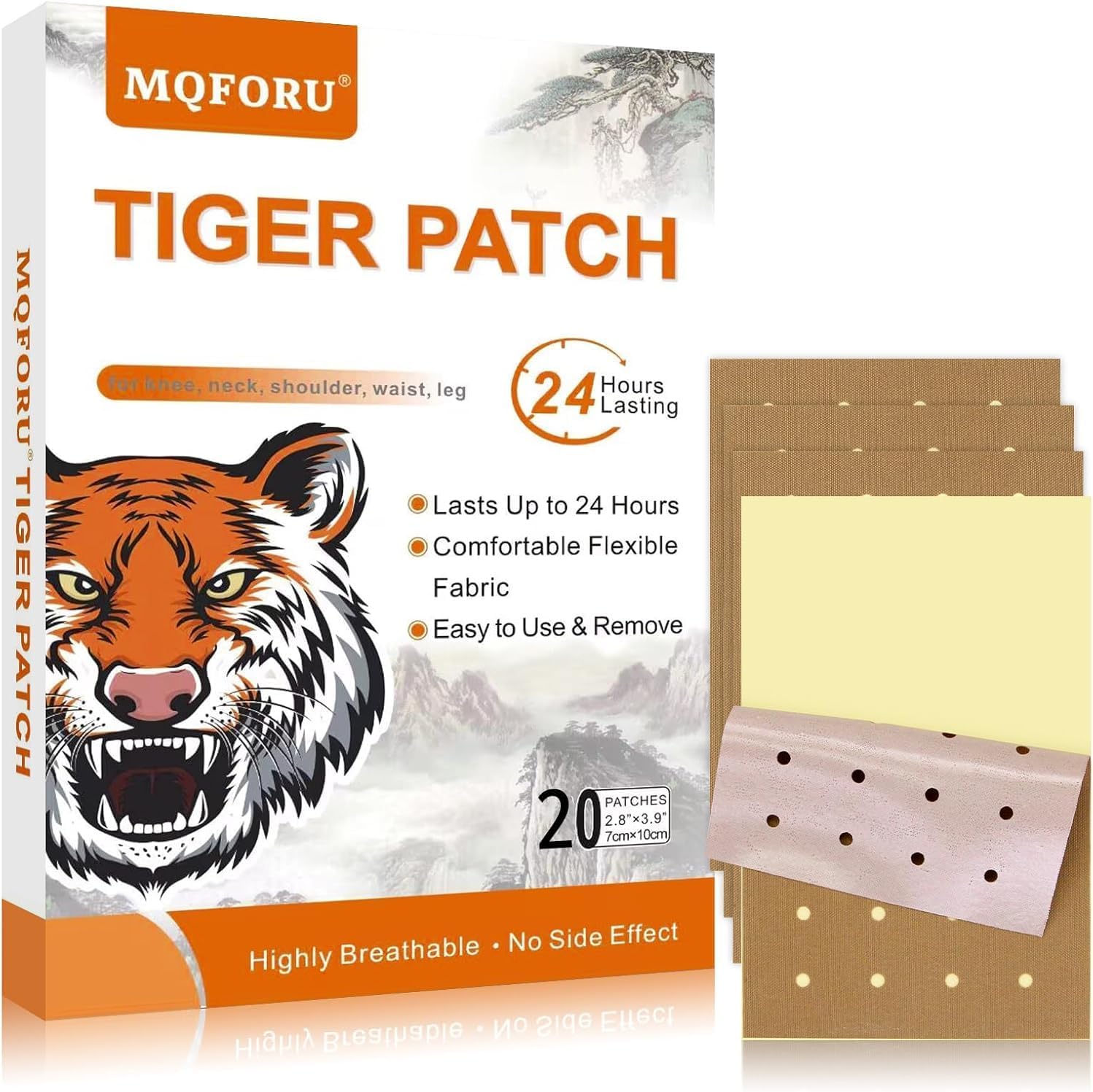 MQFORU Pain Relief Patches, Chinese Pain Relief Plaster Herbal Patches for Knee, Back, Joint, Muscle Neck Pain Relieving Up to 12 Hours, 20 Patches