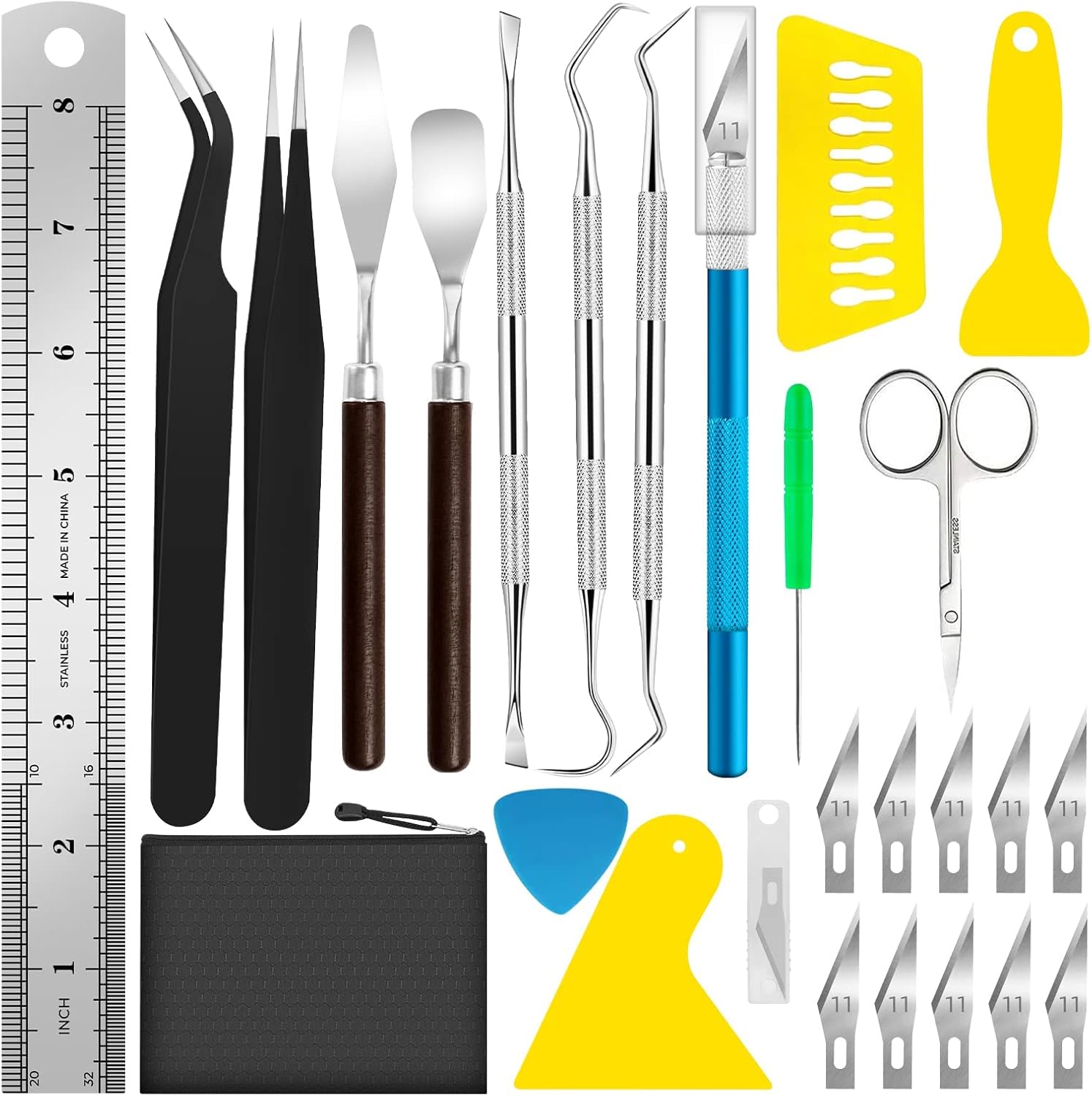JTIEO Weeding Tools for Vinyl 26Pcs Craft Weeding Tools Kits Weeding Tool Set Scrapbooking Tools DIY Art Tools Precise Vinyl Weeding Tool Kit
