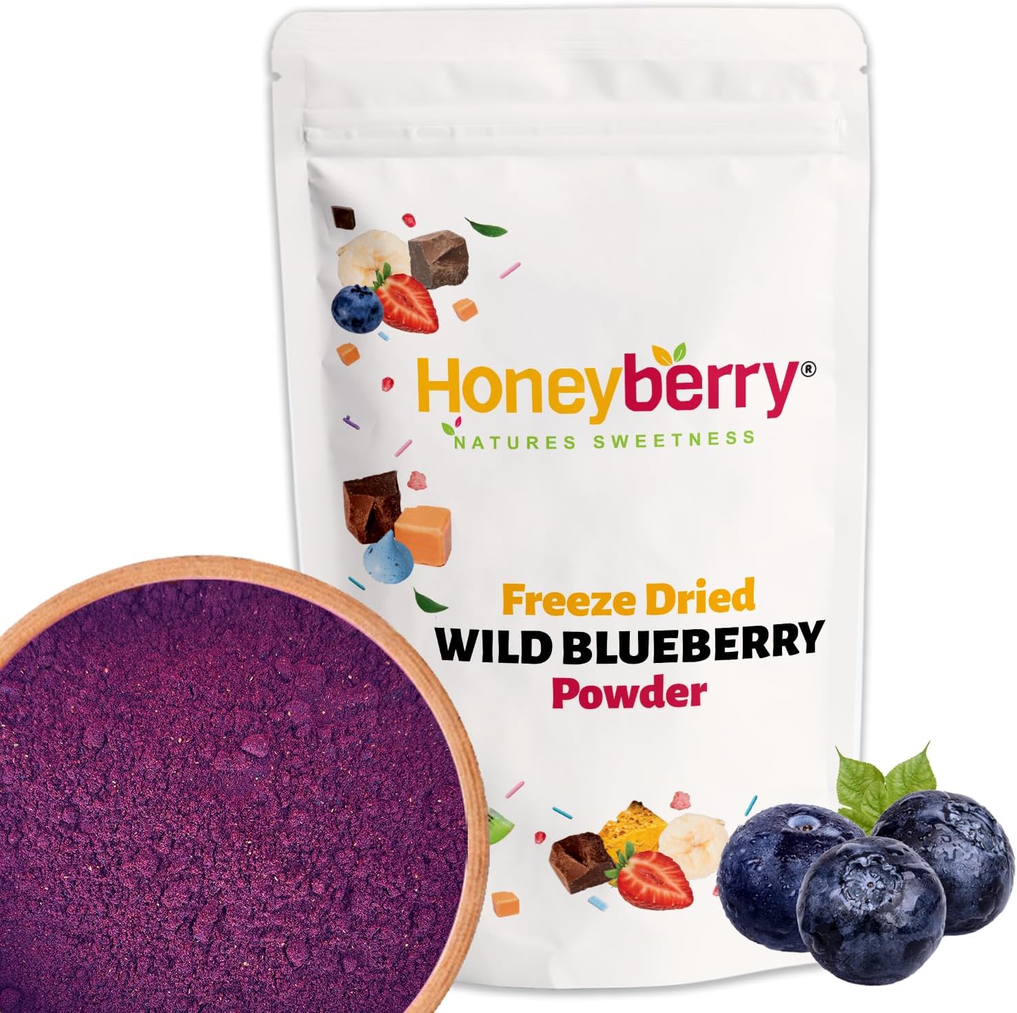 Freeze Dried Wild Blueberry Powder 100g - 100% Natural and Pure Ground Blueberries - Superfood Fruit Powder for Baking, Yoghurt, Smoothie, Cocktails - Dehydrated Freeze Dried Fruit Powder