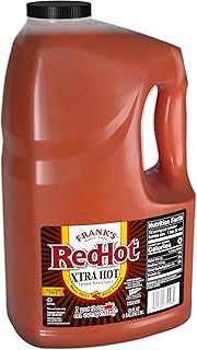 Frank's RedHot Xtra Hot Cayenne Pepper Hot Sauce, 1 gal - One Gallon of Extra Hot Cayenne Pepper Hot Sauce with 3x the Heat, Best for Wings, Pizza, Sides, Snacks, Bar Bites and More