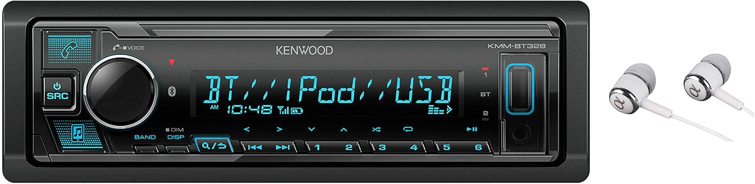 Kenwood Bluetooth USB MP3 WMA AM/FM Digital Media Player Dual Phone Connection Pandora Car Stereo Receiver/Free Alphasonik Earbuds