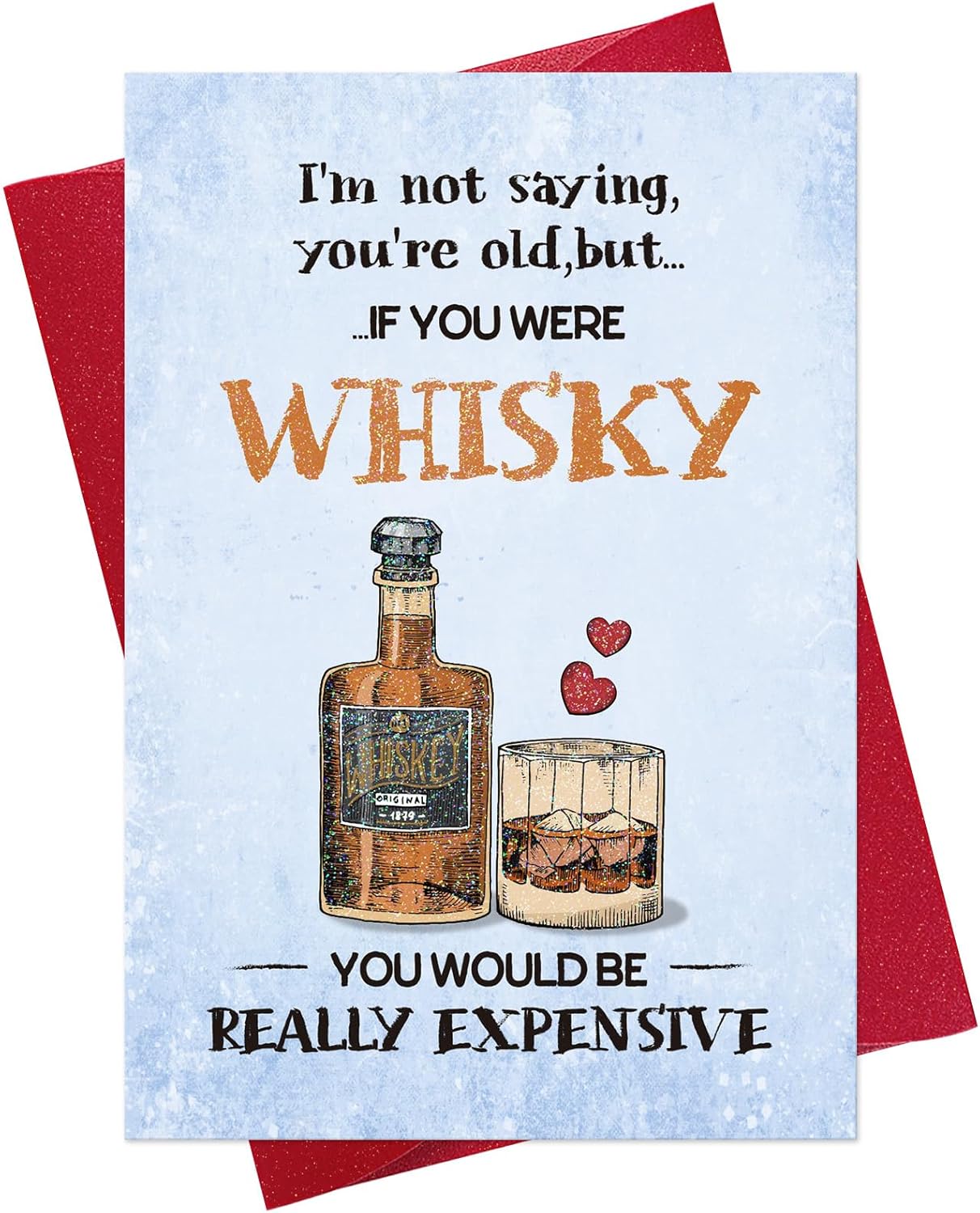 D24TIME Funny Birthday Card for Husband - Whiskey Humor Birthday Card for Man Woman Boyfriend Girlfriend - Age Joke Bday Gift for Friend Family