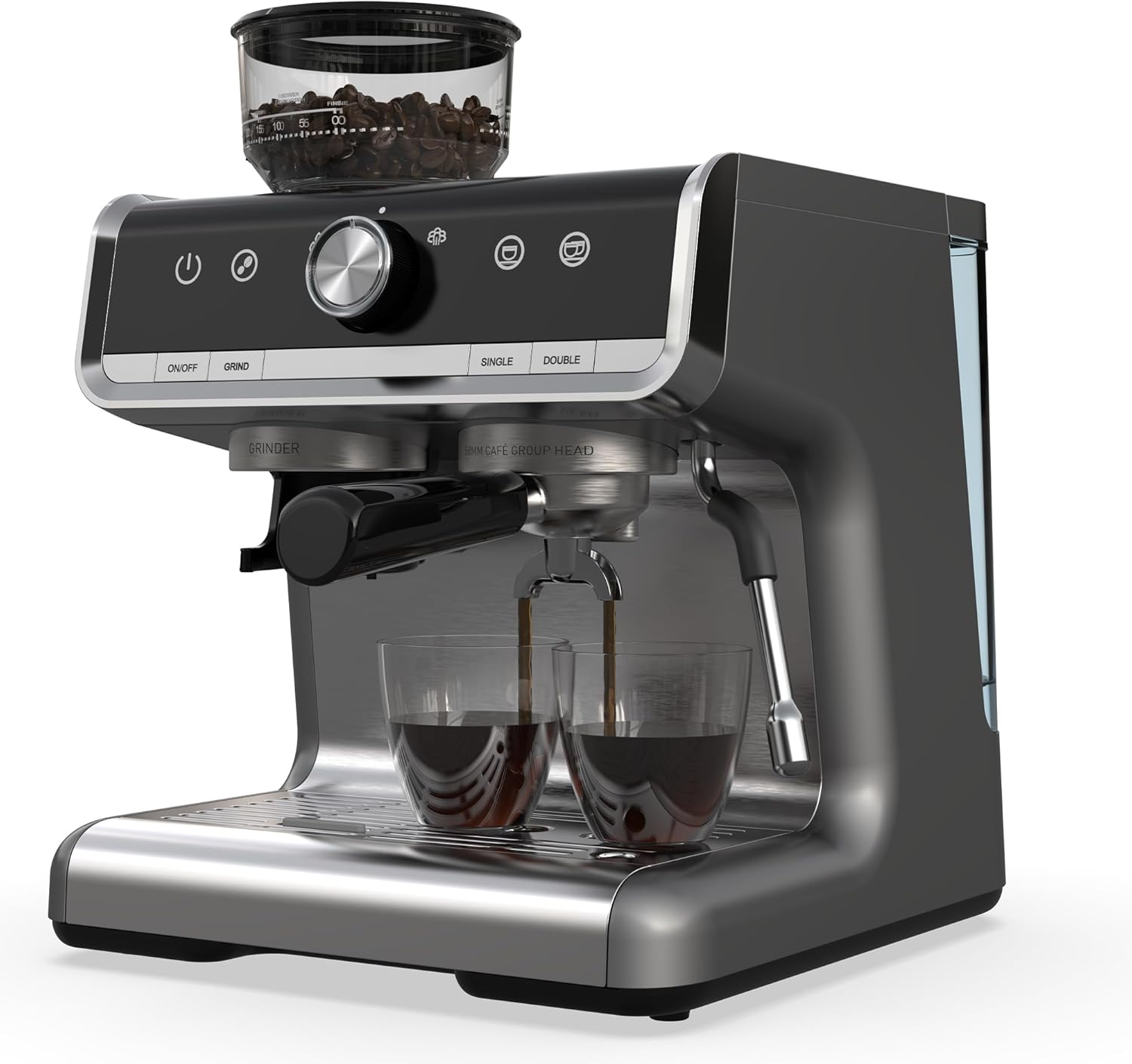 Espresso Coffee Machine, 20 Bar Espresso Cappuccino Machine with Milk Frother - 2.8L Removable Water Tank, 1450W Semi Automatic Espresso Maker with Grinder for Latte, Cappuccino, Gift,Coffee Lover