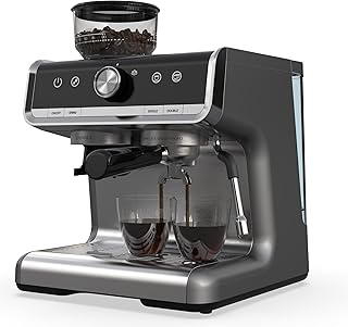 Espresso Coffee Machine, 20 Bar Espresso Cappuccino Machine with Milk Frother - 2.8L Removable Water Tank, 1450W Semi Automatic Espresso Maker with Grinder for Latte, Cappuccino, Gift，Coffee Lover