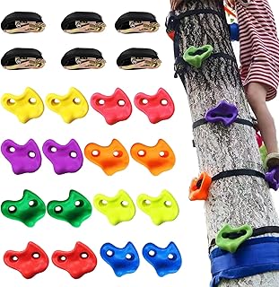 KINSPORY 16PC Tree Climbing Holds and 6pc Tree Ratchet Straps Climb Kit for Outdoor Ninja Obstacle Training