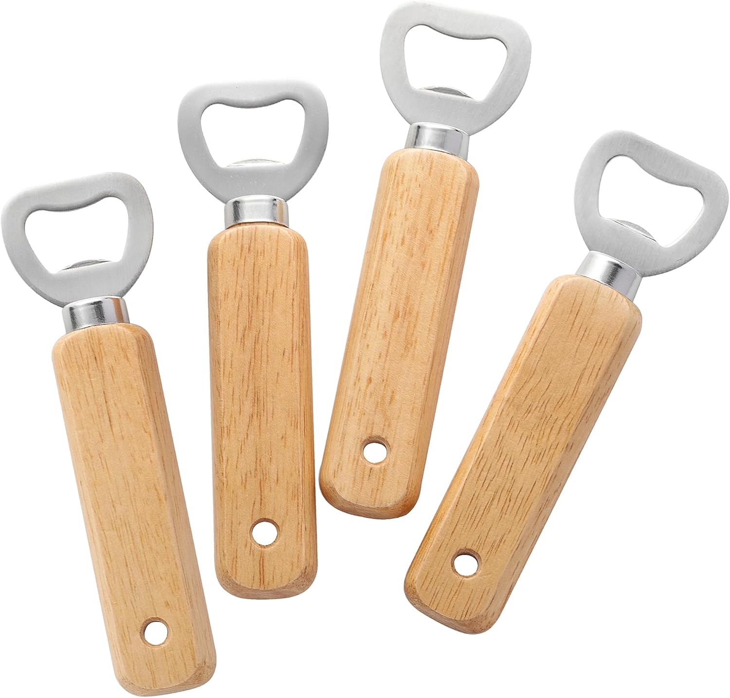 Engravable Wooden Bottle Openers, 4 PCS Handheld Beer Bottle Openers for Drinks Cider Bar Home Gadgets KH1304