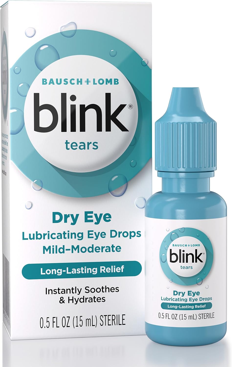 Blink Tears Lubricating Eye Drops, Moisturizing & Soothing for Mild to Moderate Dry Eyes, with Hyaluronate, Reduces Discomfort, Long-Lasting Hydration, Soothes & Moisturizes, 0.5 Fl Oz