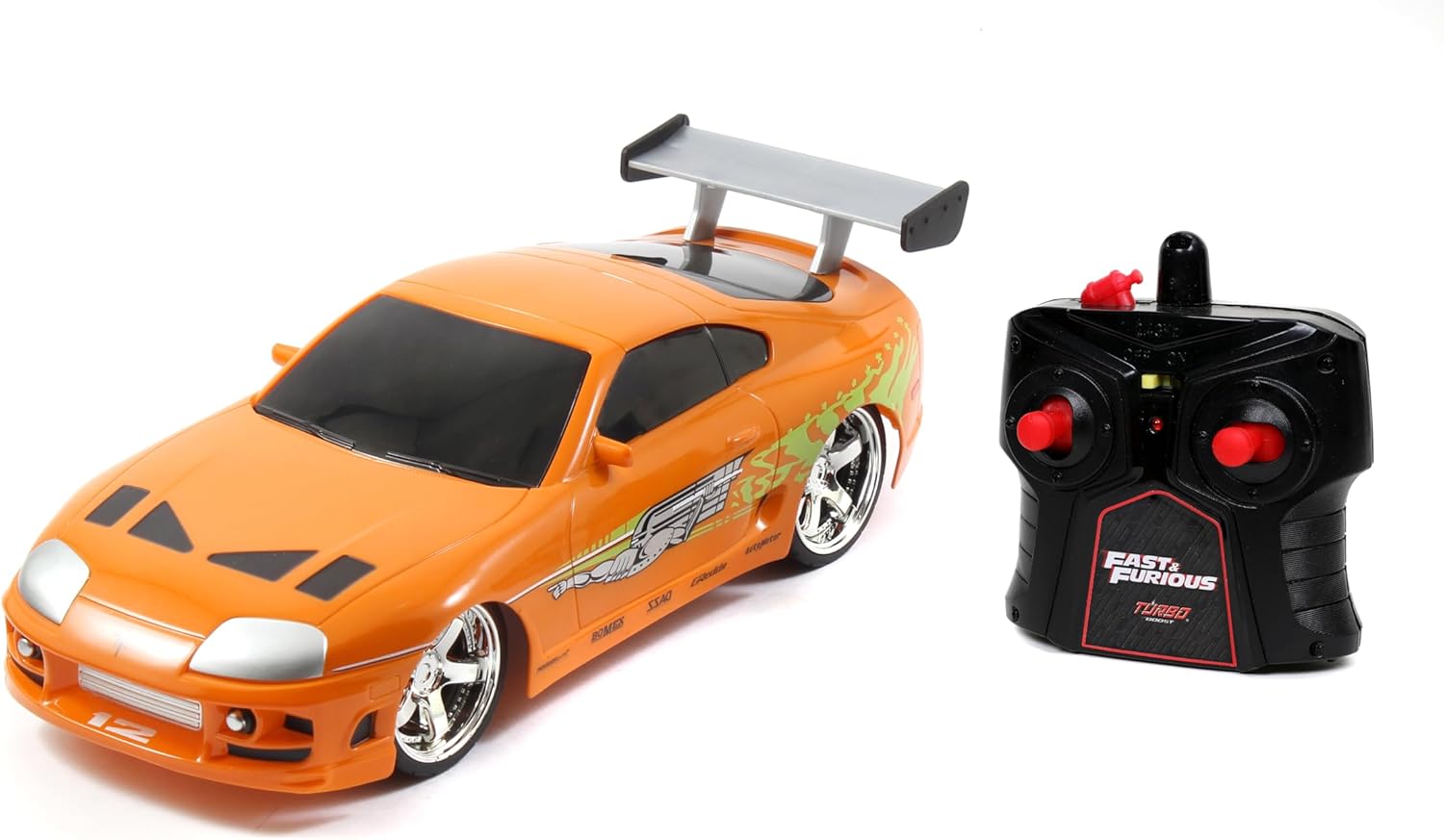 Jada Toys Fast & Furious RC 1995 Toyota Supra Vehicle (1/16 Scale), Orange, Standard, 97582
