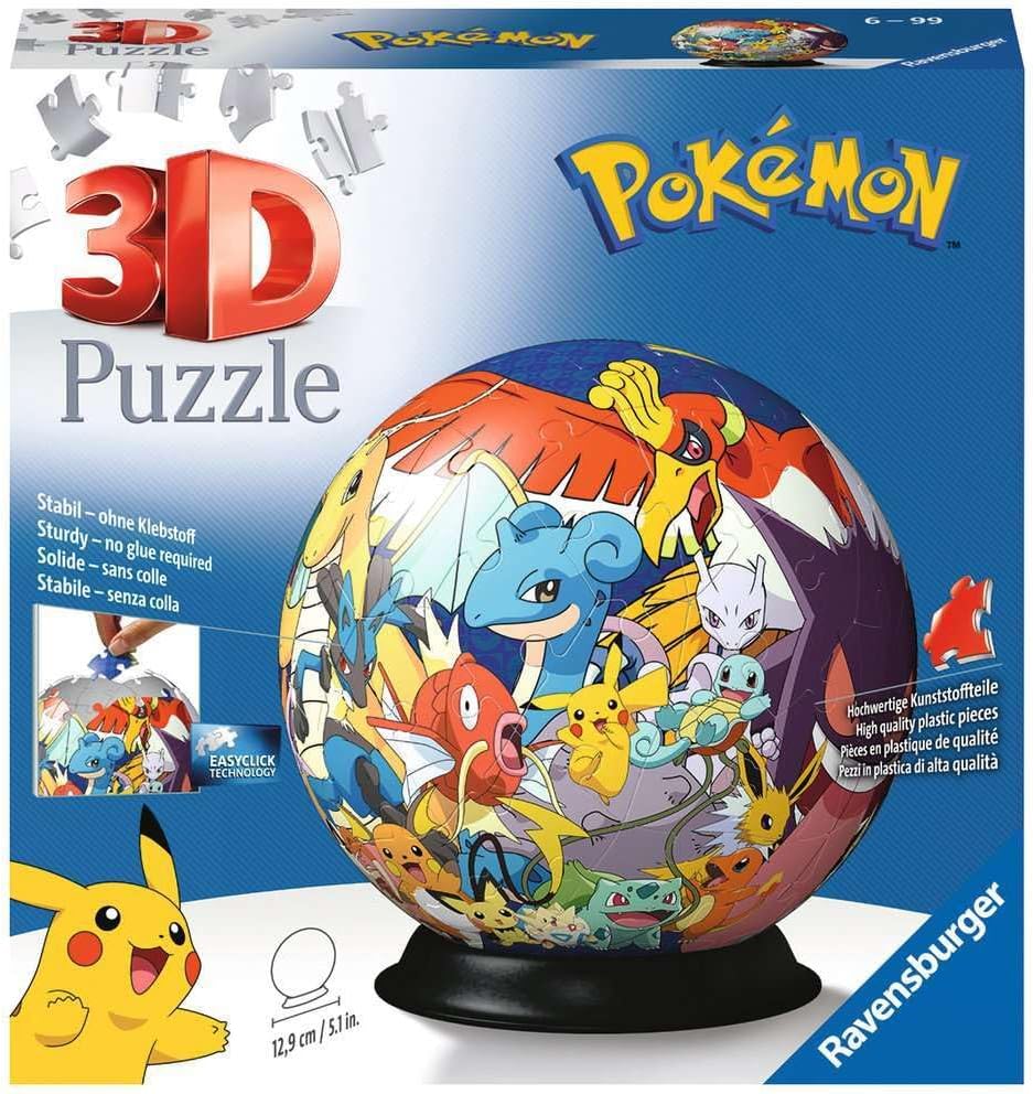 Ravensburger Pokemon 3D Jigsaw Puzzle Ball for Kids Age 6 Years Up - 72 Pieces - No Glue Required - Gifts for Boys and Girls