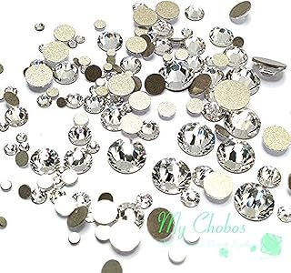Crystal-Wholesale Swarovski Clear CRYSTAL (001) 2058/2088 Crystal Fatbacks Rhinestones Nail Art Mixed With Sizes Ss5, Ss7, Ss9, Ss12, Ss16, Ss20, Ss30, 144 Piece