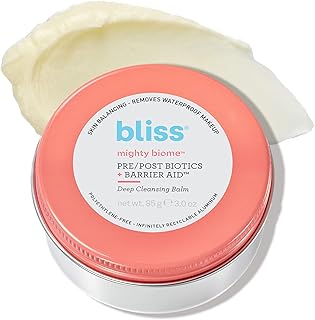 Bliss Mighty Biome Deep Cleansing Balm - 3.0 Oz - Dissovlves Waterproof Makeup & Impurities - Pre/Post Biotics + Barrier Aid - Antioxidants Balance Skin Barrier - Clean - Vegan