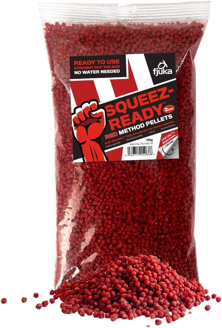 Fjuka Red Squeez-Ready Method Pellet 500g | Ready-prepped 2mms | Carp, F1s, tench, bream