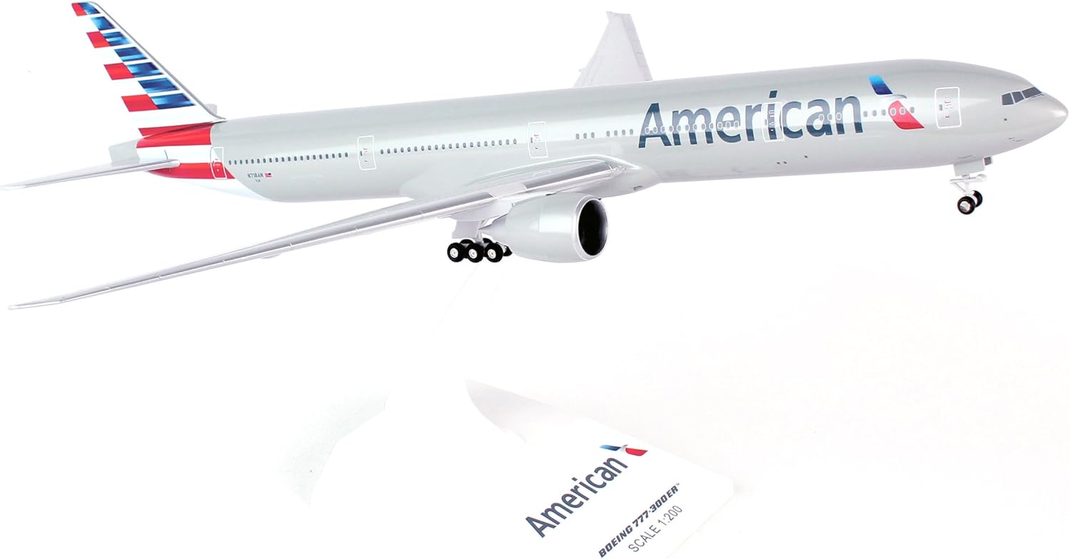 Skymarks Daron SKR715 American 777-300 New Livery Airplane Model Building Kit with Gear, 1/200-Scale, White