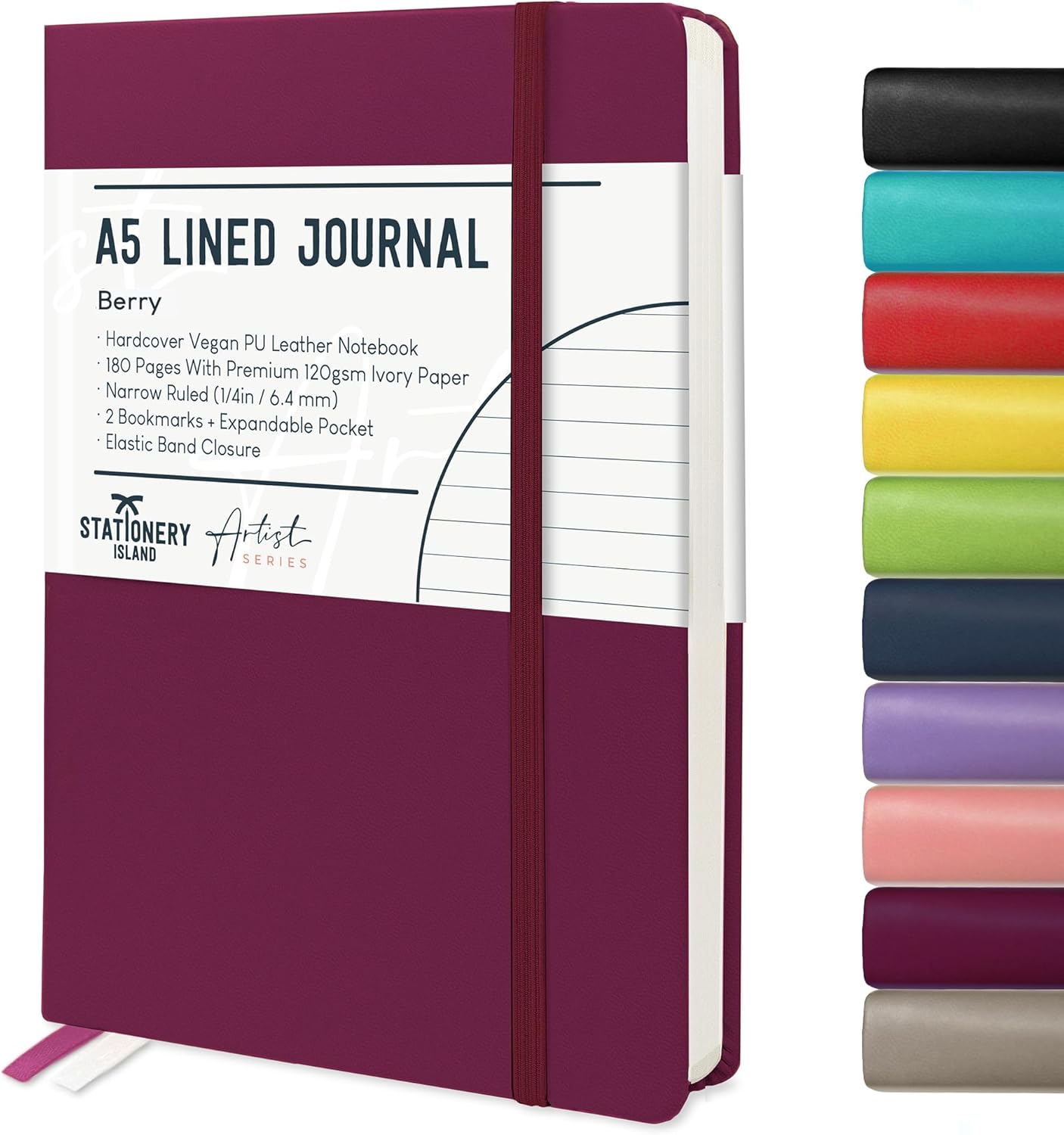 STATIONERY ISLAND A5 Lined Notebook, Journal Lined Hardcover with 120gsm Premium Thick Paper, 180 Pages Hardback Ruled Journal Notebook for Writing, Working, Study, Planning, Diary, Journaling