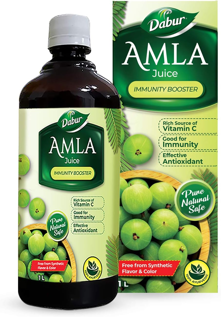 Dabur Amla Juice - Rich Sources of Vitamin C - 100% Ayurvedic Health Juice - 1Ltr