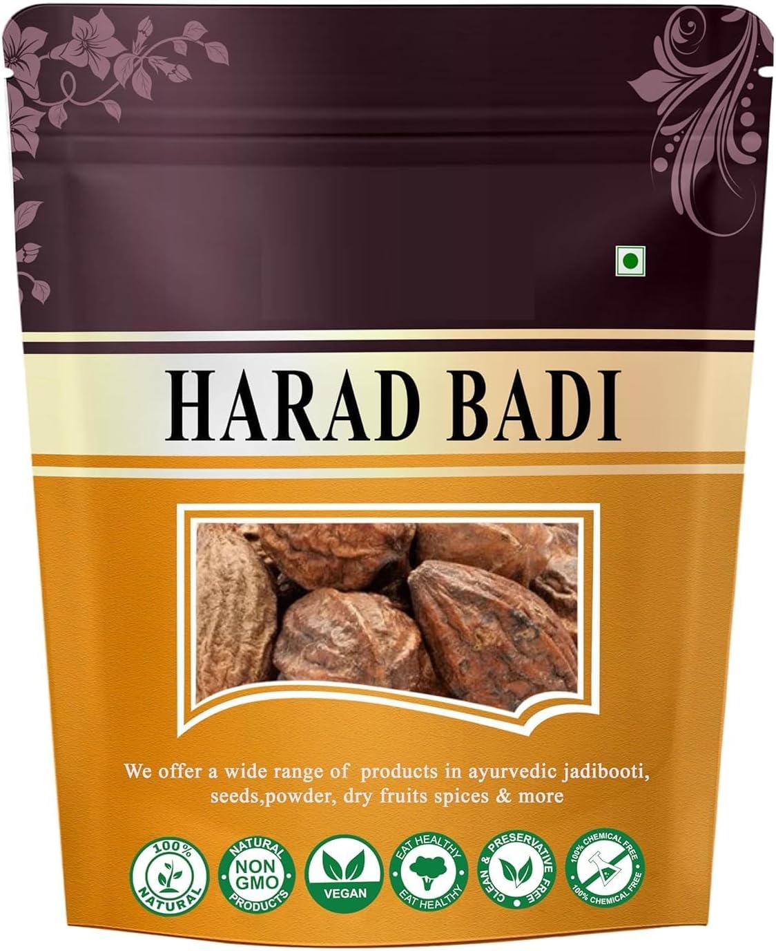 Natural Harad badi Whole - 350 Gm - Kadukkai - Karakkaya - Yellow Terminalia Chebula, Haritaki |