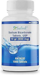 Safrel Sodium Bicarbonate Antiacid 650 mg (10 Grain) 1000 Tablets | for Relief of Acid Indigestion, Heartburn, Sour Stomach & Upset Stomach | Value Savings Pack