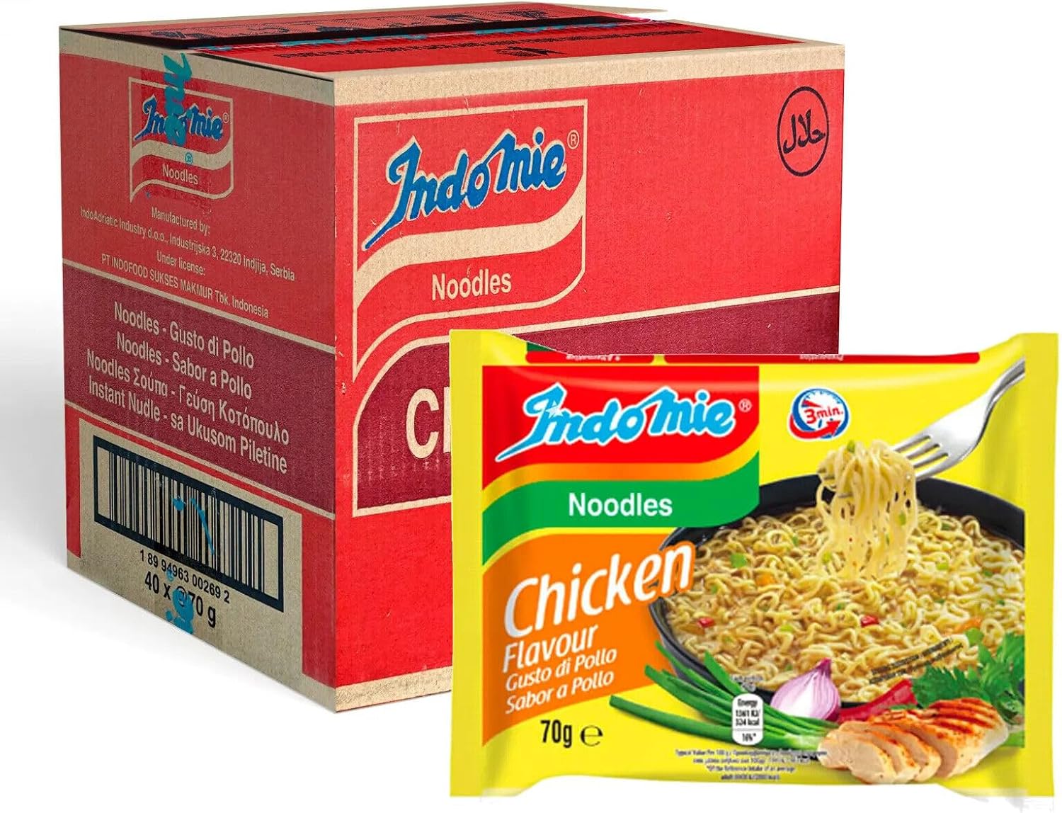 IndoMie Chicken Flavour Instant Noodles Soup (Pack of 40) HALAL