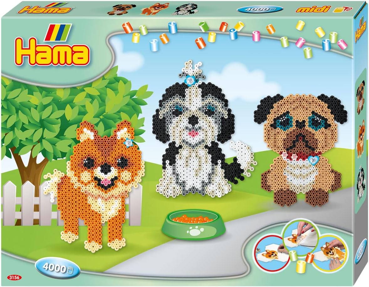 Hama Dogs Delight Large Gift Box, Arts and Crafts Fuse Beads Set for Children Ages 5+, Official Beads Set