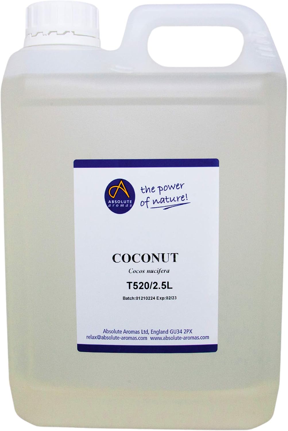 Absolute Aromas Fractionated Coconut Oil - 100% Pure, Unscented and Natural Carrier Oil - for Massage, Aromatherapy and Blending Essentials Oils - Use on Hair and Skin (2.5L)