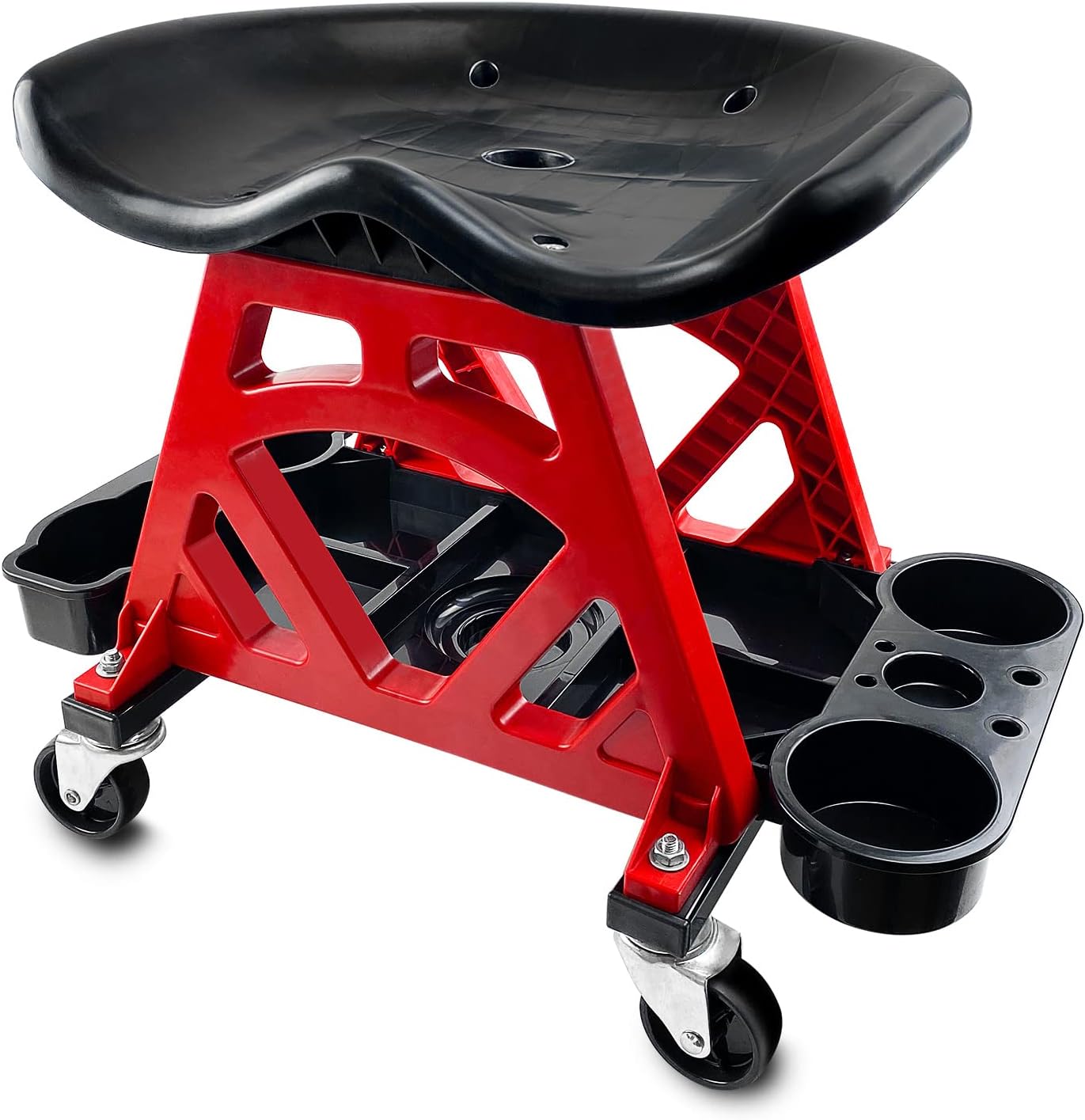 ROBLOCK Durable Mechanic Stool Chair With Wheels, Heavy Duty Garage Shop Rolling Seat, Car Detailing Creeper With Tool Tray for Workshop, Auto Repair Shop and Home