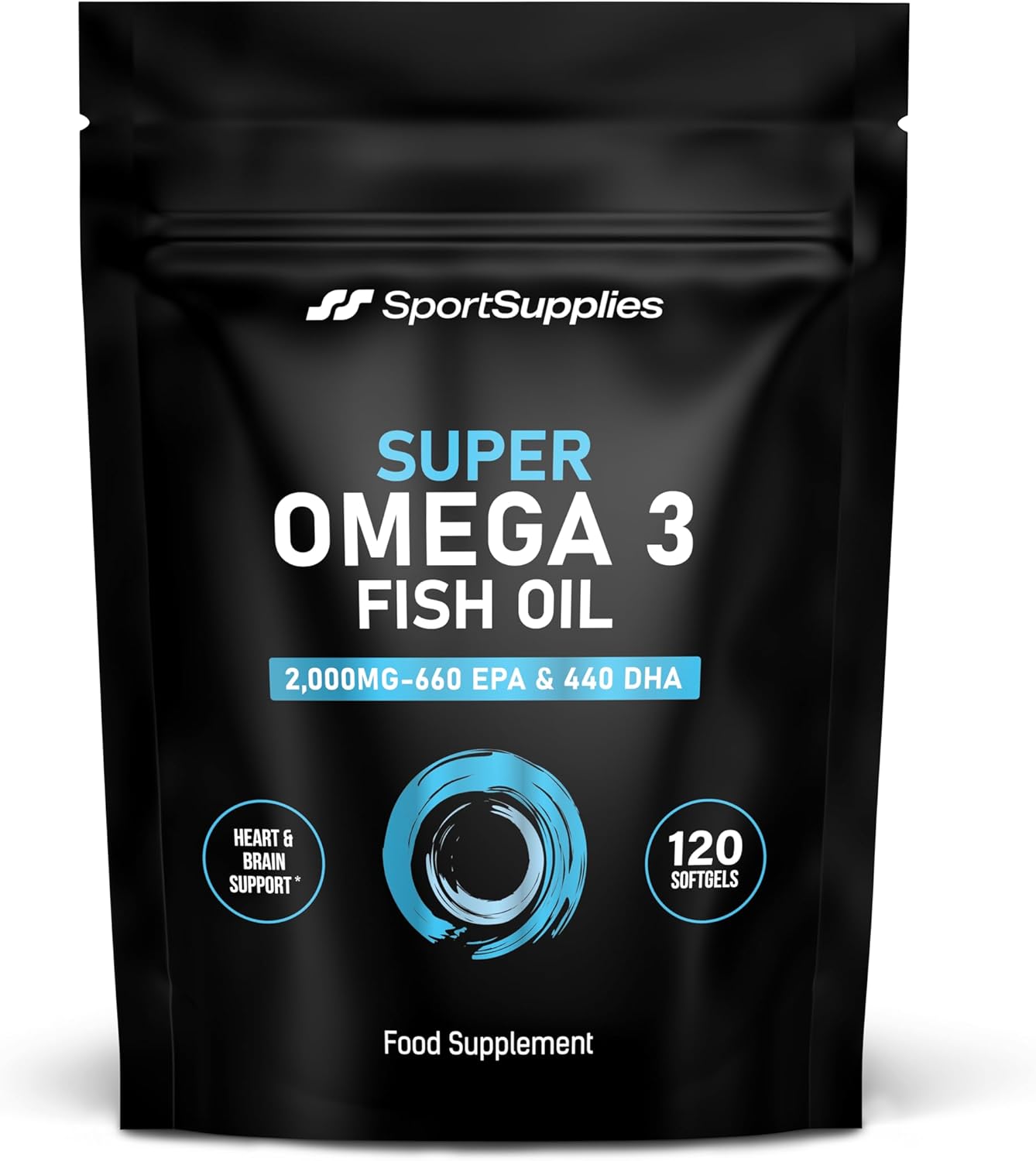 Omega 3 Fish Oil Capsules High Strength - 2,000mg Daily Serving - 33:22 EPA/DHA - 120 Softgel Capsules - SS Sport Supplies