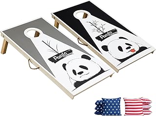 Corn Hole Boards Set Regulation Size Wood 4 x 2, Professional Cornhole Board Set with 8 Bean Bags, Indoor Outdoor weaterproof Cornhole Games for Adults and Family