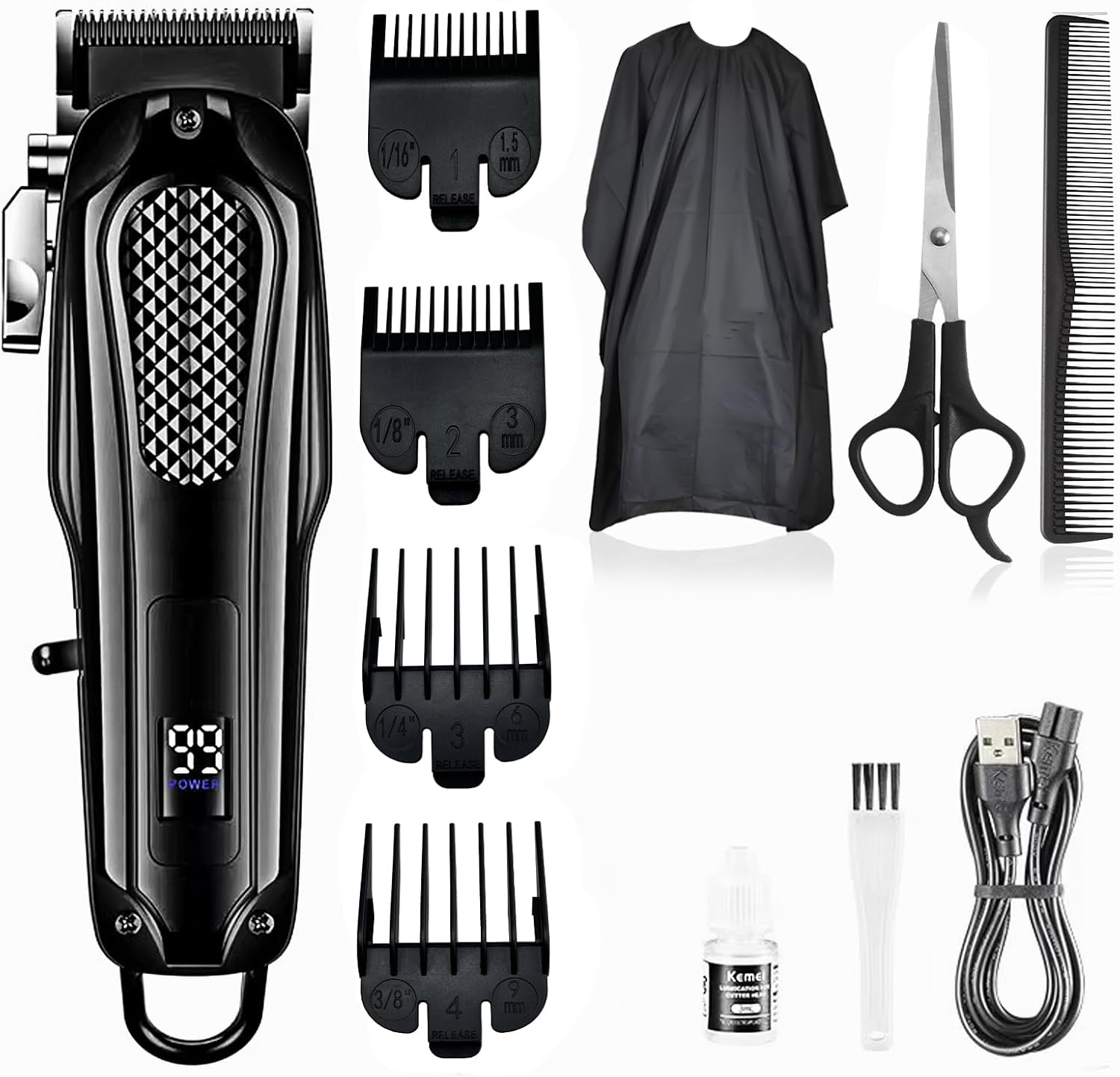 Hair Clipper for Men Professional,Cordless Clipper for Hair Cutting,Rechargeable Corded Barber Hair Trimmer&Beard Trimmer,Haircut Grooming Kit for Men/Women/Kids (Black)
