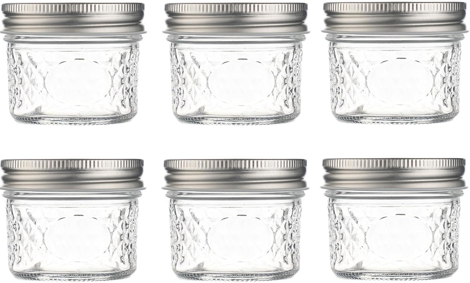 Danmu Art 6pcs 100ml Small Glass Jars with Aluminum Screw Top Mini Mason Jar for Caviar, Jam, Spices, Yogurt Pudding