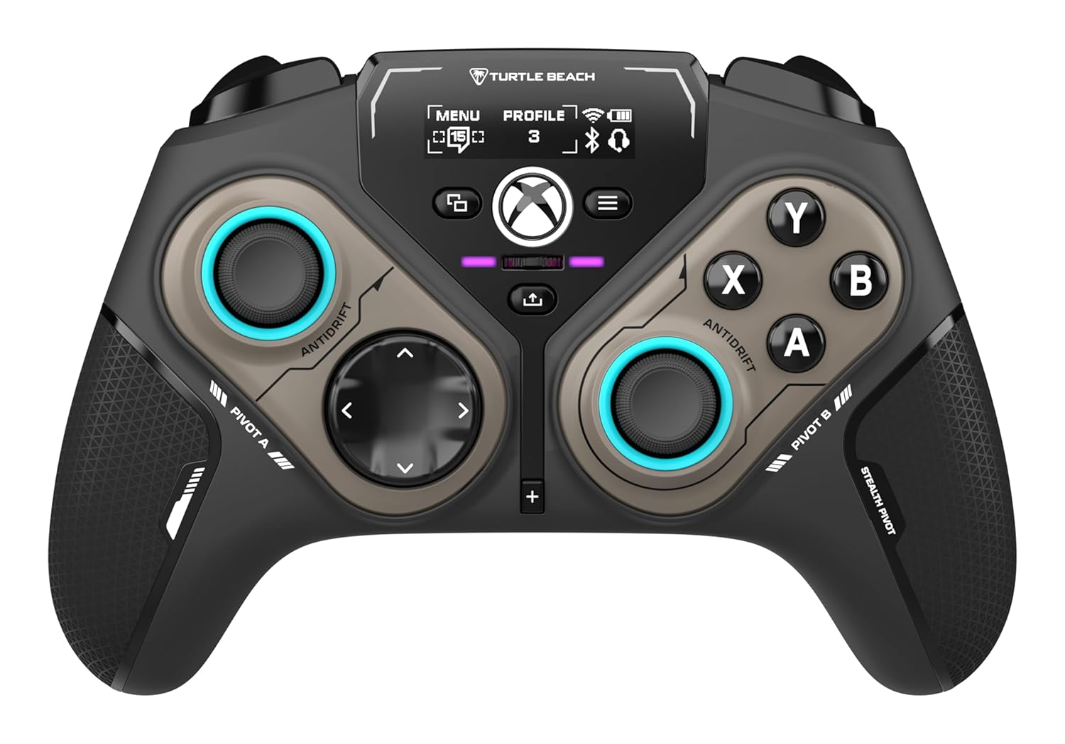 Turtle Beach Stealth Pivot Wireless Smart Game Controller Officially Licensed for Windows PC – Rotating Modules, Display Dashboard, Hall-Effect Sticks, Remappable Buttons, Bluetooth, 20-Hour Battery