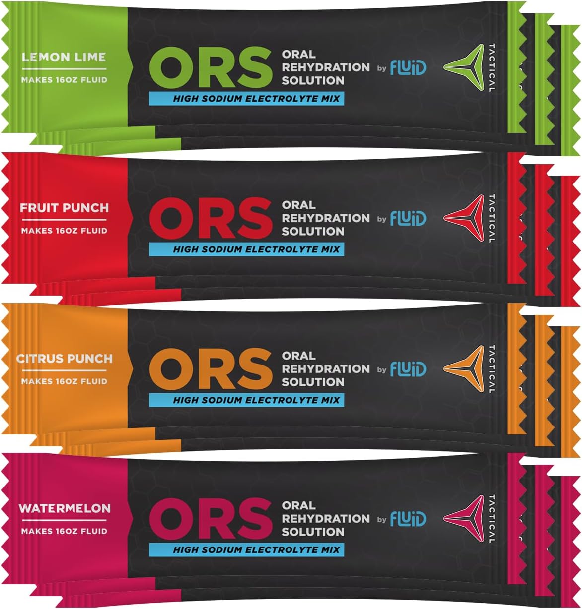 Fluid Tactical - ORS (Oral Rehydration Solution), Recover Faster, Extreme Dehydration Electrolytes, 12pack (4 Flavor Variety Pack)