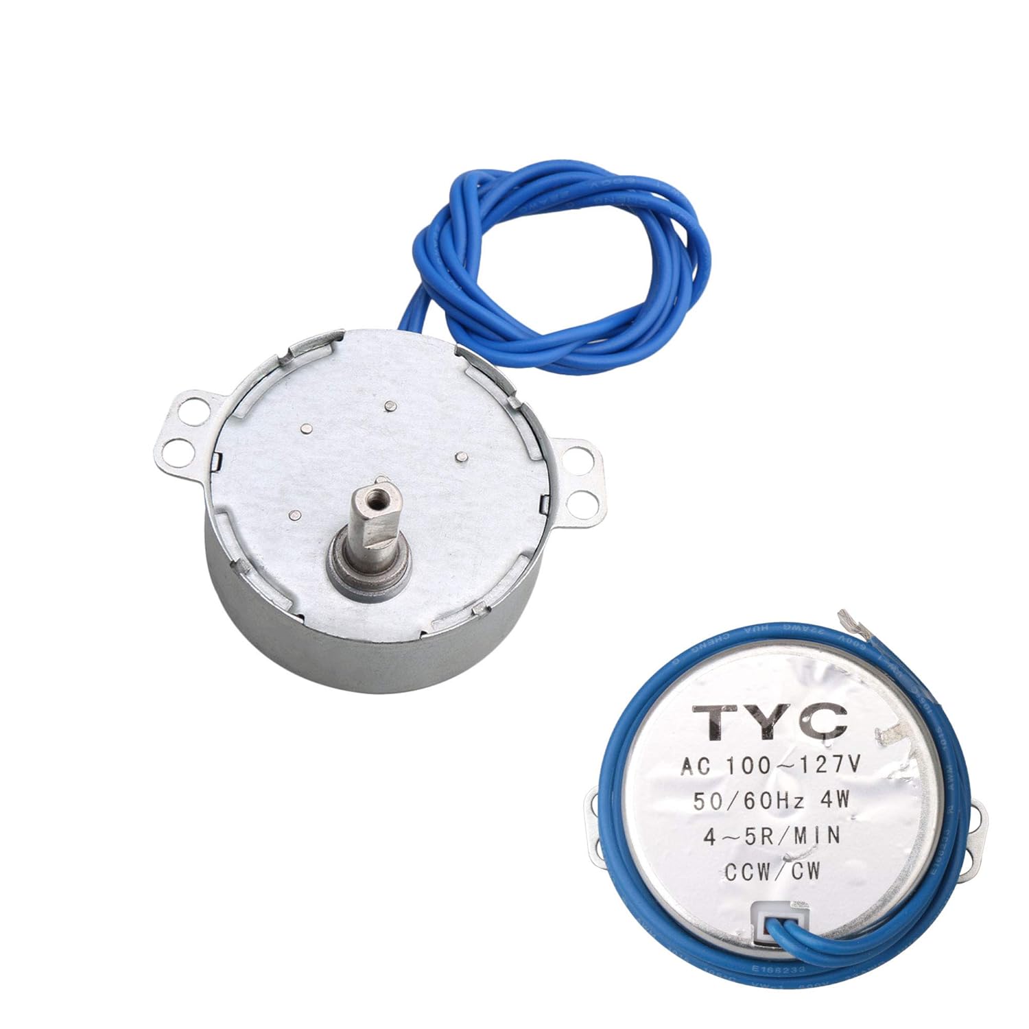 Metal TYC-50 Double Flat Shaft CW/CCW Undirectional Speed Reduction Synchronous Motor AC110V 4-5RMP Silver