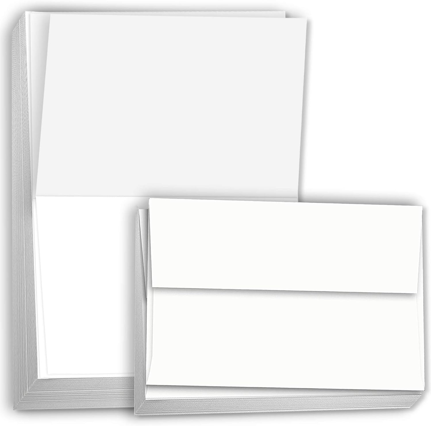 Hamilco Card Stock Folded Blank Cards with Envelopes 5x7 - Scored White Cardstock Paper 80lb Cover - 100 Pack (Bright)