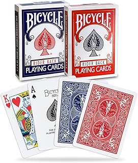Bicycle Rider Back Playing Cards, Standard Index, Poker Cards, Premium Playing Cards, Red & Blue, 2 Count (Pack of 1)