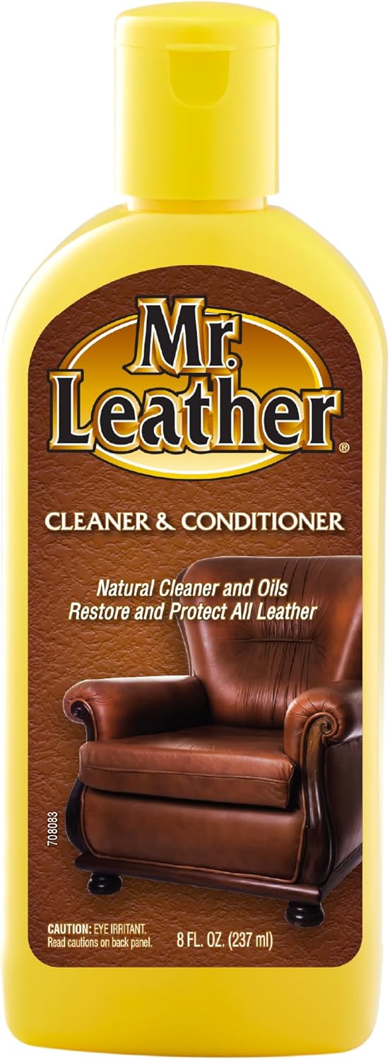 Mr Leather Cleaner & Conditioner 237ml (8oz) – Premium Leather Care for Car Interior, Sofa, Handbags, Jackets, Shoes – Cleans, Conditions, Restores Shine & Protects from Cracks & Fading