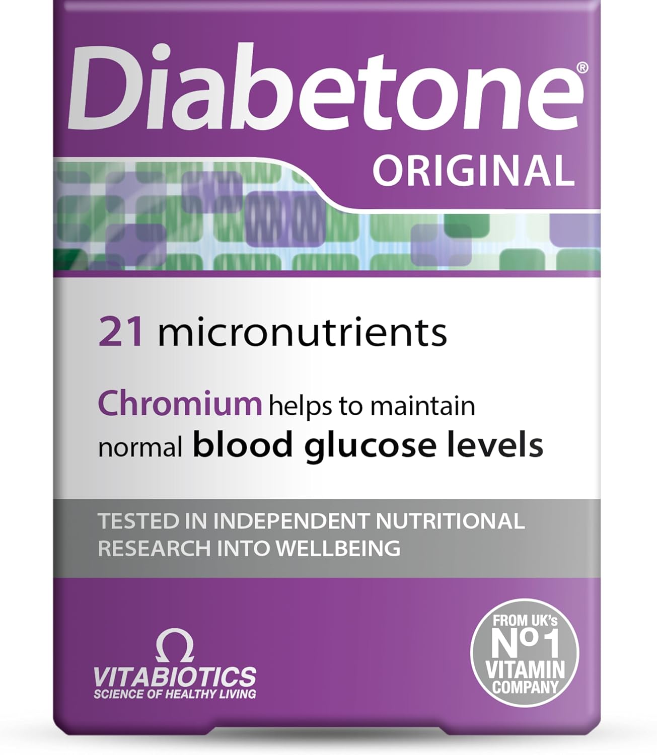 Diabetone Original Formula Supports Glicemia Control and Diabetes Management Supplement - 30 Tablets, 30-Day Supply, by Vitabiotics
