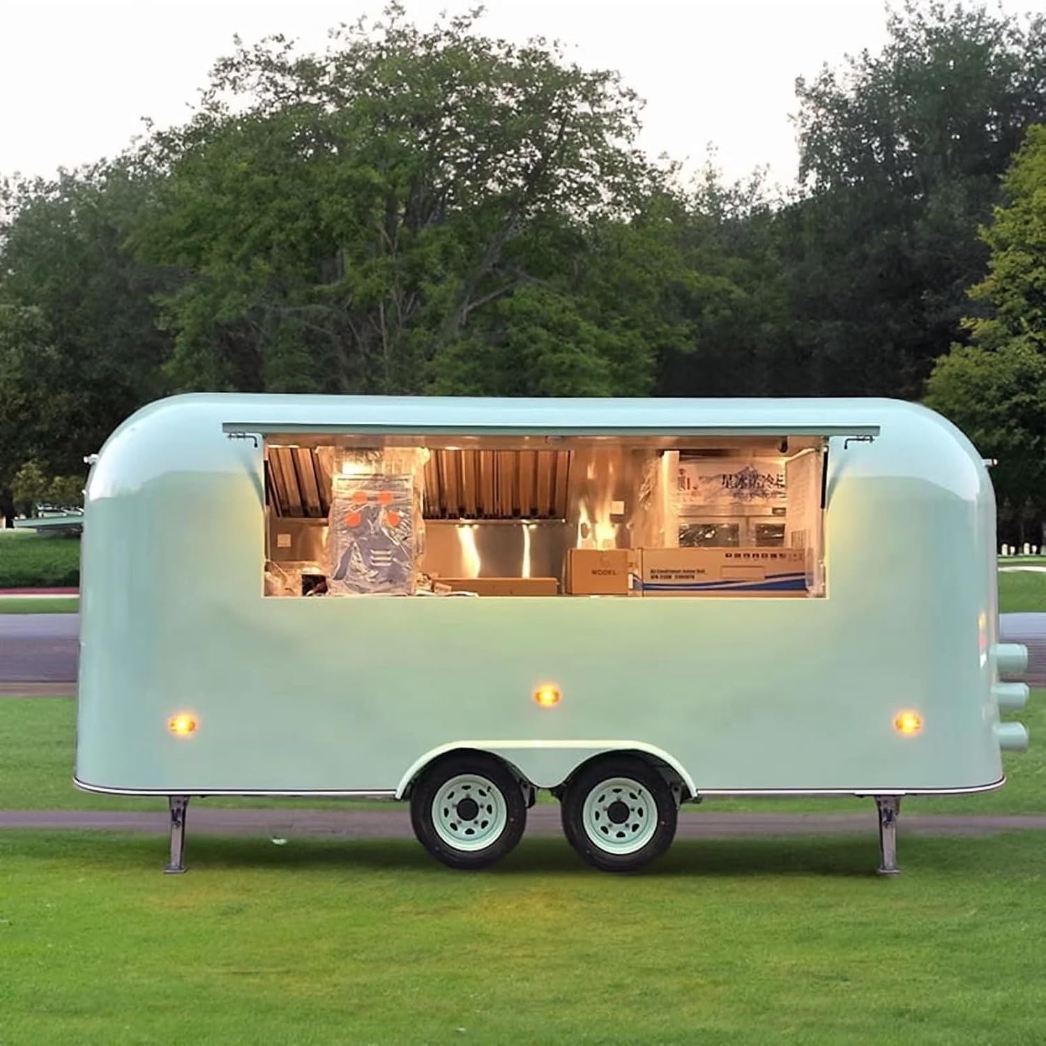 Mobile Food Trailer Custom Stainless Steel – Commercial Concession Truck Container with Professional Kitchen Equipment | Ideal for Fast Food &Hot Dog carts