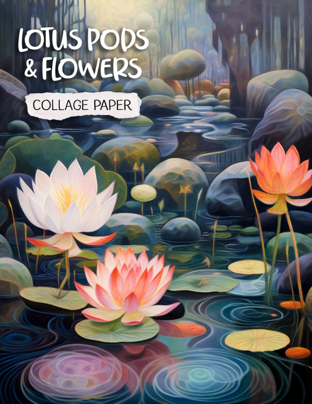 Lotus Pods & Flowers Collage Paper: 25 Beautiful Mixed-Media Art Papers For Crafting, Journaling, Scrapbooking and More. (Artful Series)