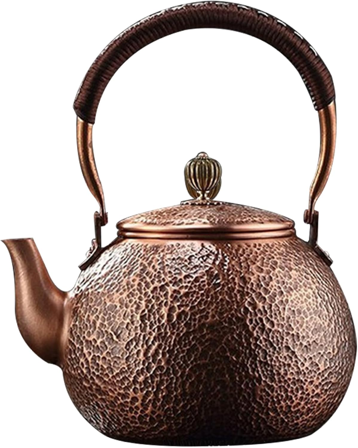 Copper Tea Kettle, 1500ml Red Copper Kettle with Non Slip Handle, Vintage Hammered Teapot with Filter Holes, Tea Kettles for Stove Top