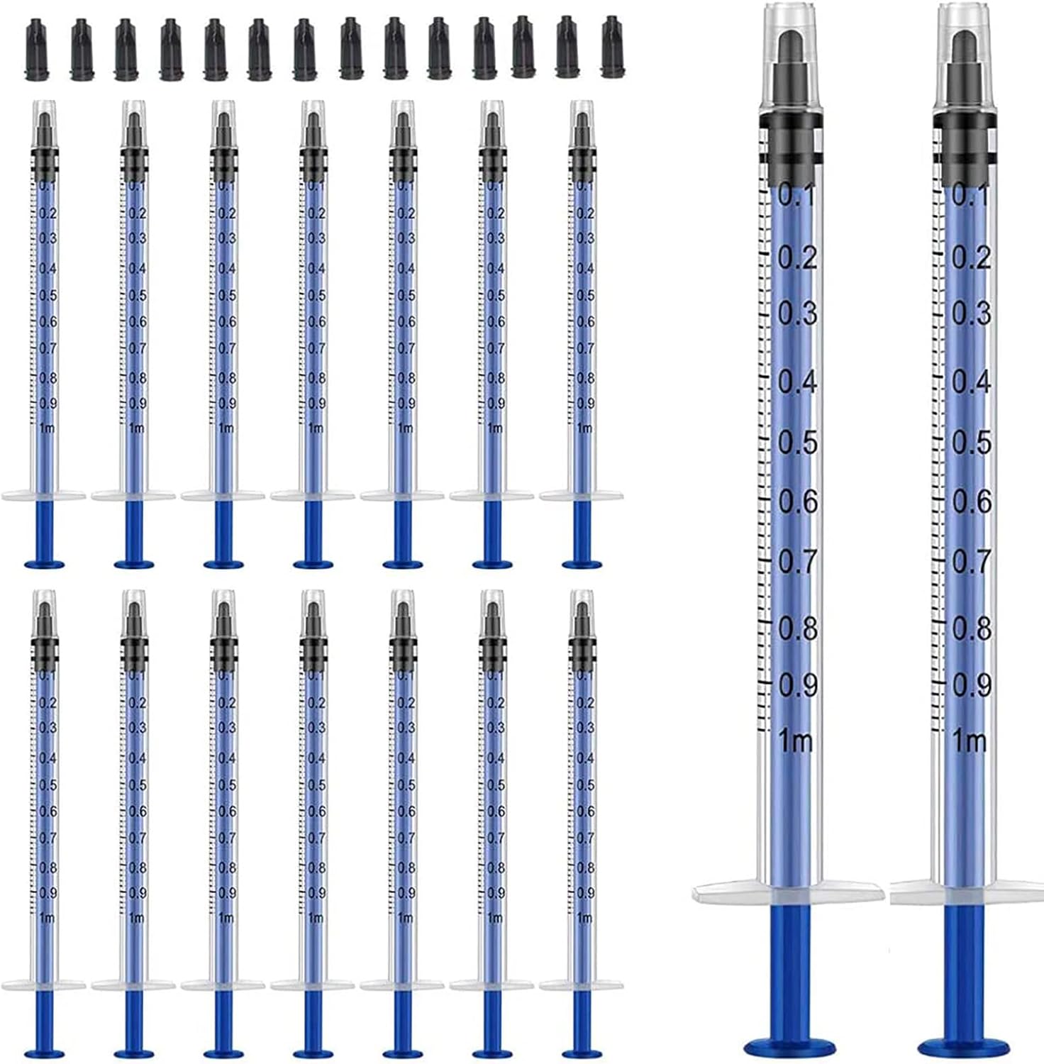 50 Pack 1ml Syringe with Cap, Individually Sealed 1cc Syringe with Luer Slip Tip Without Needle for Refilling, Feed Pets, Oral, Oil or Glue Applicator