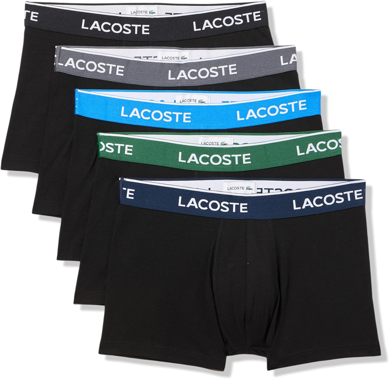 Lacoste Men's Cotton Stretch Essentials Trunks, 5-Pack (Amazon Exclusives)