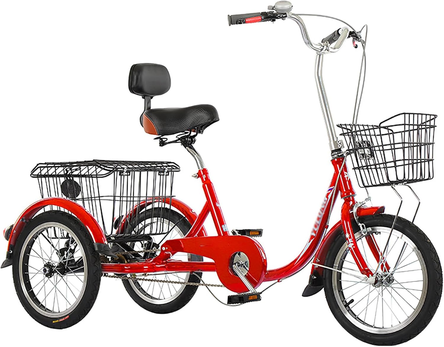 Elderly Rickshaw Pedal Tricycle,16 Inch Adult High Carbon Frame Folding Trikes with Basket Pull Cargo for Seniors As A Means of Transportation Bicycle for Adults